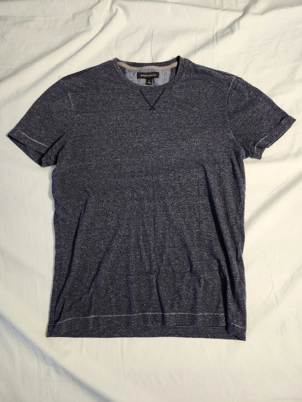 Banana Republic Men’s Short Sleeve Heathered Navy Crew Tee